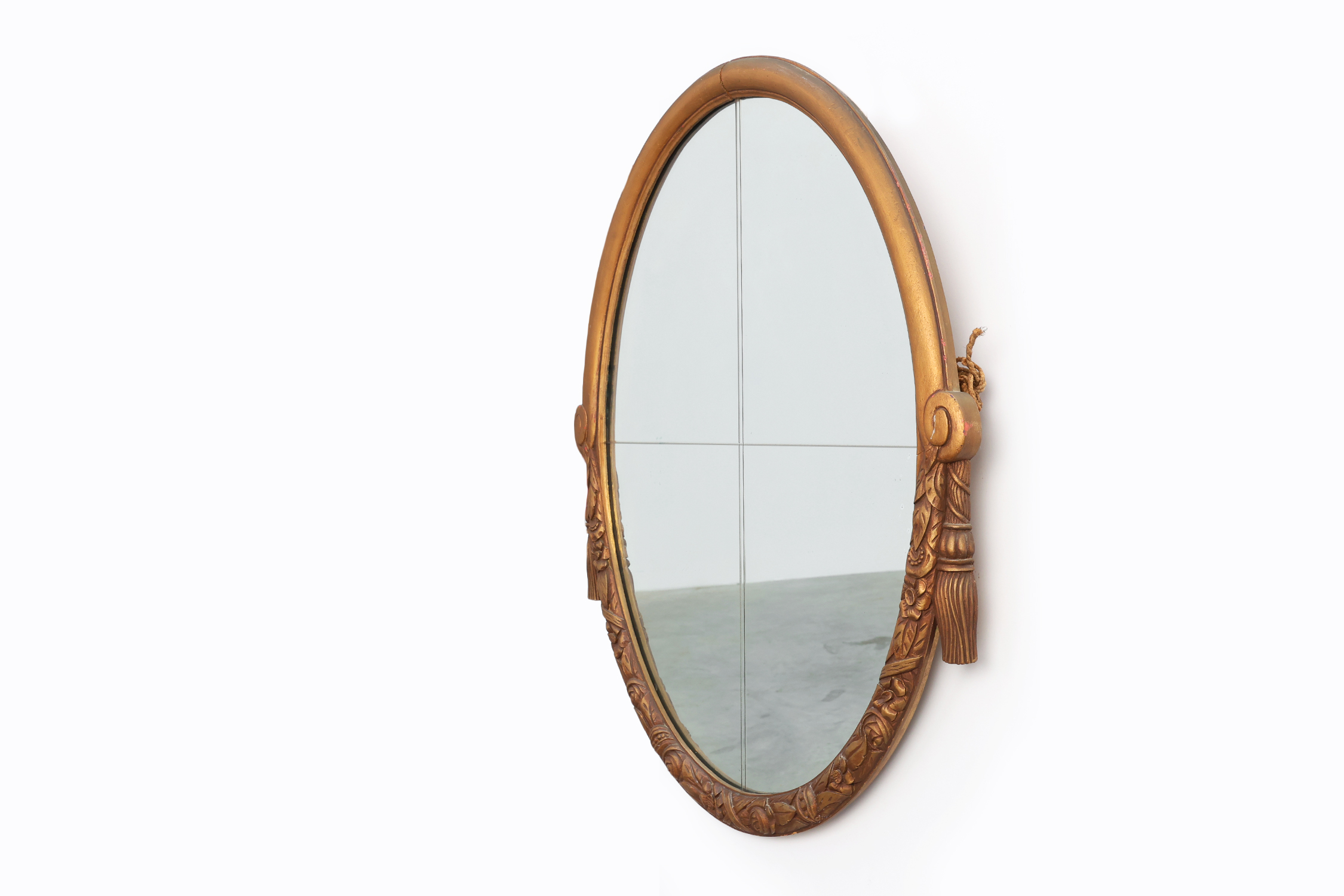 French oval gilded oak  carved art deco mirror, ca. 1925thumbnail